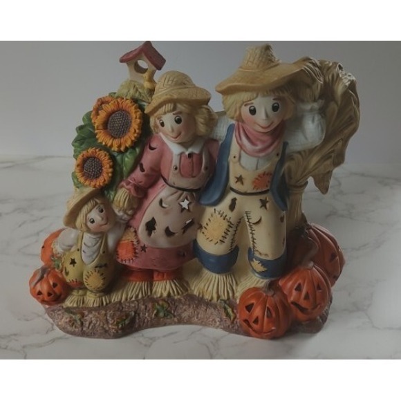Partylite Scarecrow Family Tealight Holder Pumpkins Halloween Fall Decor P7323 - Picture 1 of 5